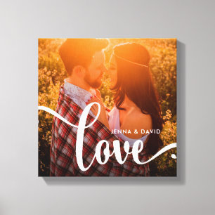 Trendy White Overlay Liefde met foto Canvas Afdruk