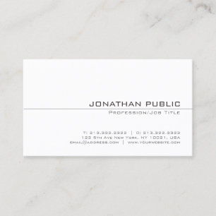 Trendy White Plain Sophisticated Eenvoudig Ontwerp Visitekaartje