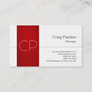 Trendy White Red Clear Monogram Visitekaartje