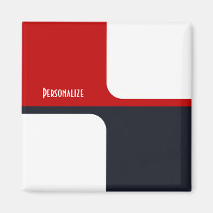 Trendy White Red en Navy Graphic Color Blocks Magneet