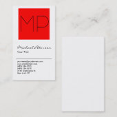 Trendy White Red Stripe Monogram Visitekaartje (Voorkant / Achterkant)