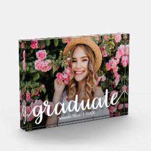 Trendy White Script Afstuderen Modern Fotoblokken