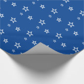 Trendy White Star Pattern Blue Cadeaupapier (Hoek)