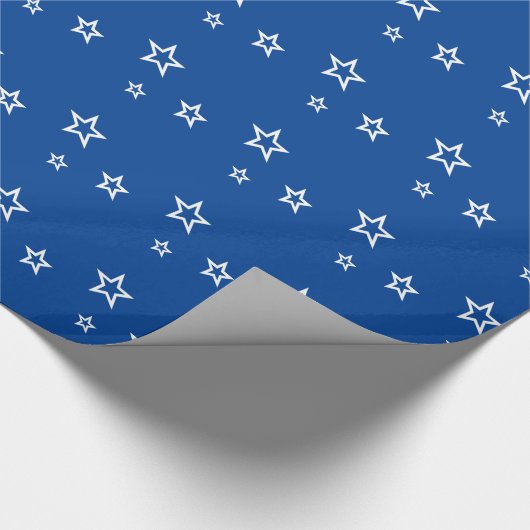 Trendy White Star Pattern Blue Cadeaupapier (Hoek)
