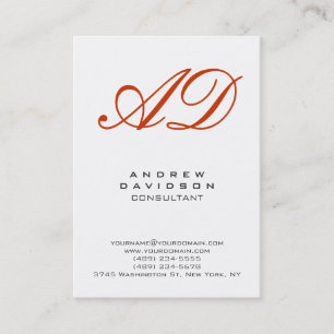 Trendy White Vertical Red Monogram Visitekaartje