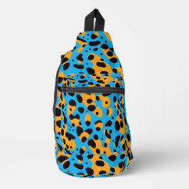 Trendy Wilde Blauwe Oranje Zwarte Luipaard Vlek Na Sling Bag