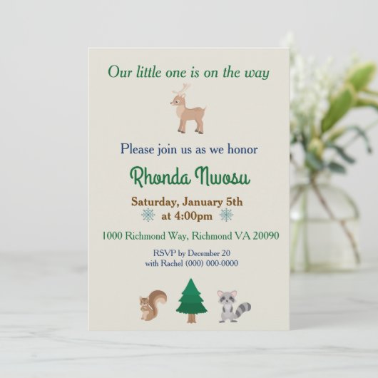 Trendy Winter Animal Theme Invitation Kaart (Staand voorkant)