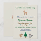 Trendy Winter Animal Theme Invitation Kaart (Voorkant / Achterkant)
