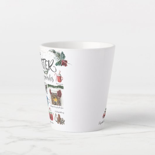 Trendy Winter Favorieten | Waterverf illustraties Latte Mok (Voorkant)