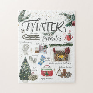 Trendy Winter Favorieten   Waterverf illustraties Legpuzzel