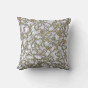 Trendy wit en goud glinsterend marmer abstract  kussen