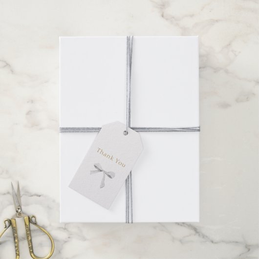 Trendy wit lint bruiloft dank u cadeaulabel (Met Touw)
