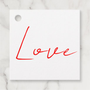 Trendy wit rood liefde bruiloft handschrift naam bedankjes labels