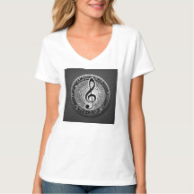 Trendy wit T-shirt met muzikaal symbool