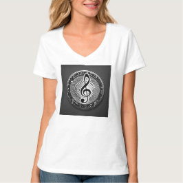 Trendy wit T-shirt met muzikaal symbool