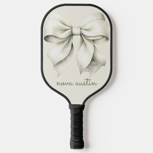 Trendy witte boog gepersonaliseerd met naam monogr pickleball paddle (Voorkant)