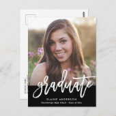 Trendy witte Brush script afstuderen uitnodiging (Voorkant / Achterkant)