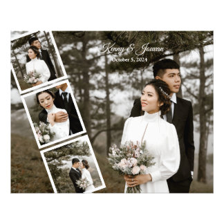 Trendy Witte Carrousel Bruiloftsfotocollage Foto Afdruk
