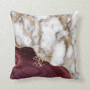Trendy Witte Goud Bourgogne Marmer Steen Textuur Kussen