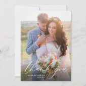 Trendy witte kalligrafie bruiloft bedankkaart (Voorkant)