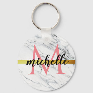 trendy witte marmer sleutelhanger