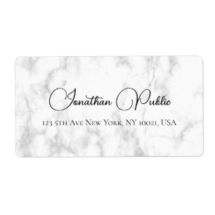Trendy witte marmeren typografie elegante verzendi etiket