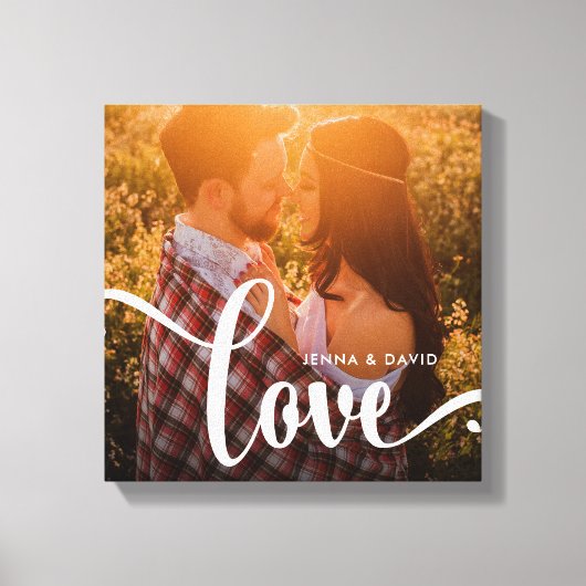 Trendy witte overlay | Liefde met foto Canvas Afdruk (Voorkant)