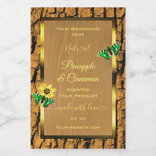 Trendy Wood Grain Rustic Tree Bark Product Labels Voedselcontainer Etiket (Enkel label)