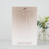Trendy Wood Kijk Elegant Monogram Moderne Sjabloon Briefpapier (Staand voorkant)
