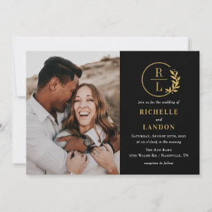 Trendy Wreath Bewerkbare Kleuren Foto Bruiloft Kaart