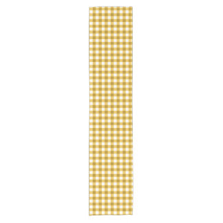 Trendy Yellow and White Gingham Check Pattern Korte Tafelloper