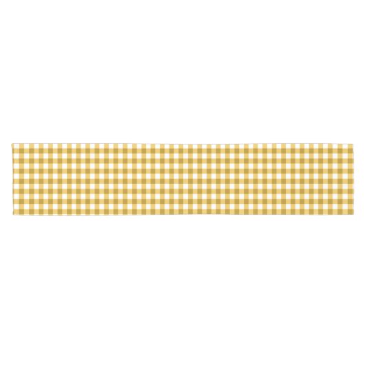 Trendy Yellow and White Gingham Check Pattern Korte Tafelloper (Horizontaal)