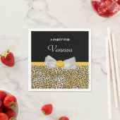 Trendy Yellow Cheetah Print Fancy Bow and Name Servetten (Insitu)