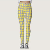 Trendy Yellow en Grey Heart Pattern Leggings (Voorkant)