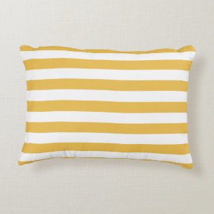 Trendy Yellow en White Wide Horizontal Stripes Decoratief Kussen