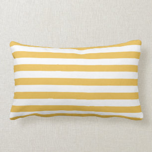Trendy Yellow en White Wide Horizontal Stripes Kussen
