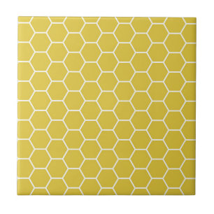 Trendy Yellow Geometric Honeycomb Hexagon Pattern Tegeltje