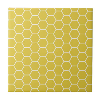 Trendy Yellow Geometric Honeycomb Hexagon Pattern Tegeltje
