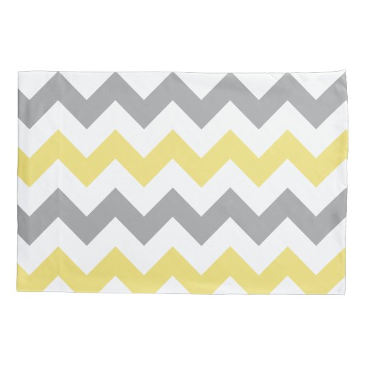 Trendy Yellow Gray Chevron Pattern Kussensloop (Achterkant)