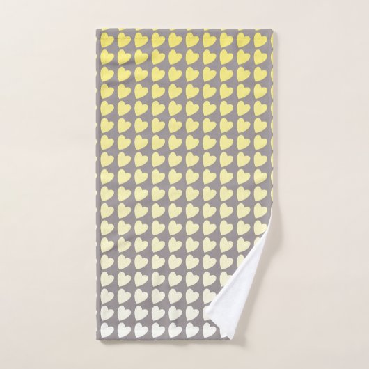 Trendy Yellow Gray Heart Pattern Gradient Bad Handdoek (Handdoek)