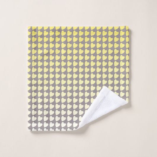 Trendy Yellow Gray Heart Pattern Gradient Bad Handdoek (Wasdoekje)