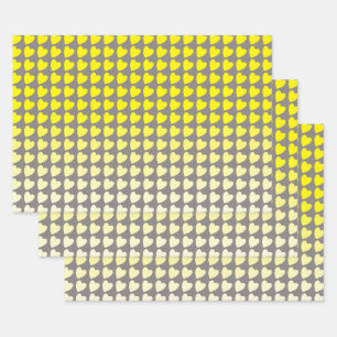 Trendy Yellow Gray Heart Pattern Gradient Inpakpapier Vel
