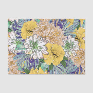 Trendy Yellow & Green Floral Girly Illustration Tissuepapier