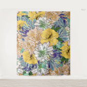 Trendy Yellow & Green Floral Girly Illustration Wandkleed (Voorkant)