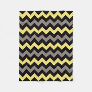 Trendy Yellow Grey Black Chevron Pattern Fleece Deken
