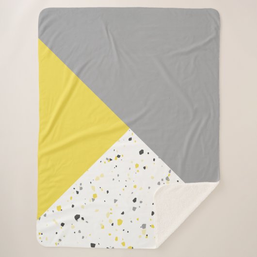 Trendy Yellow Grey Terrazzo Sherpa Deken (Voorkant)