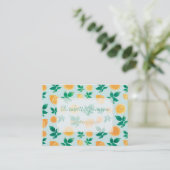 Trendy Yellow Lemon Fruit & Leaves Mint Pattern Visitekaartje (Staand voorkant)