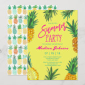 Trendy Yellow Summer Party | ananas Kaart (Voorkant / Achterkant)