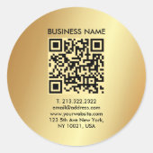 Trendy Your Custom Logo Text Gold QR Code Ronde Sticker (Voorkant)