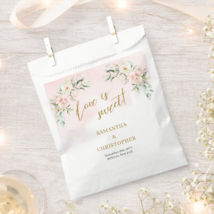 Trendy zacht roze rozen eucalyptus gouden bruiloft bedankzakje